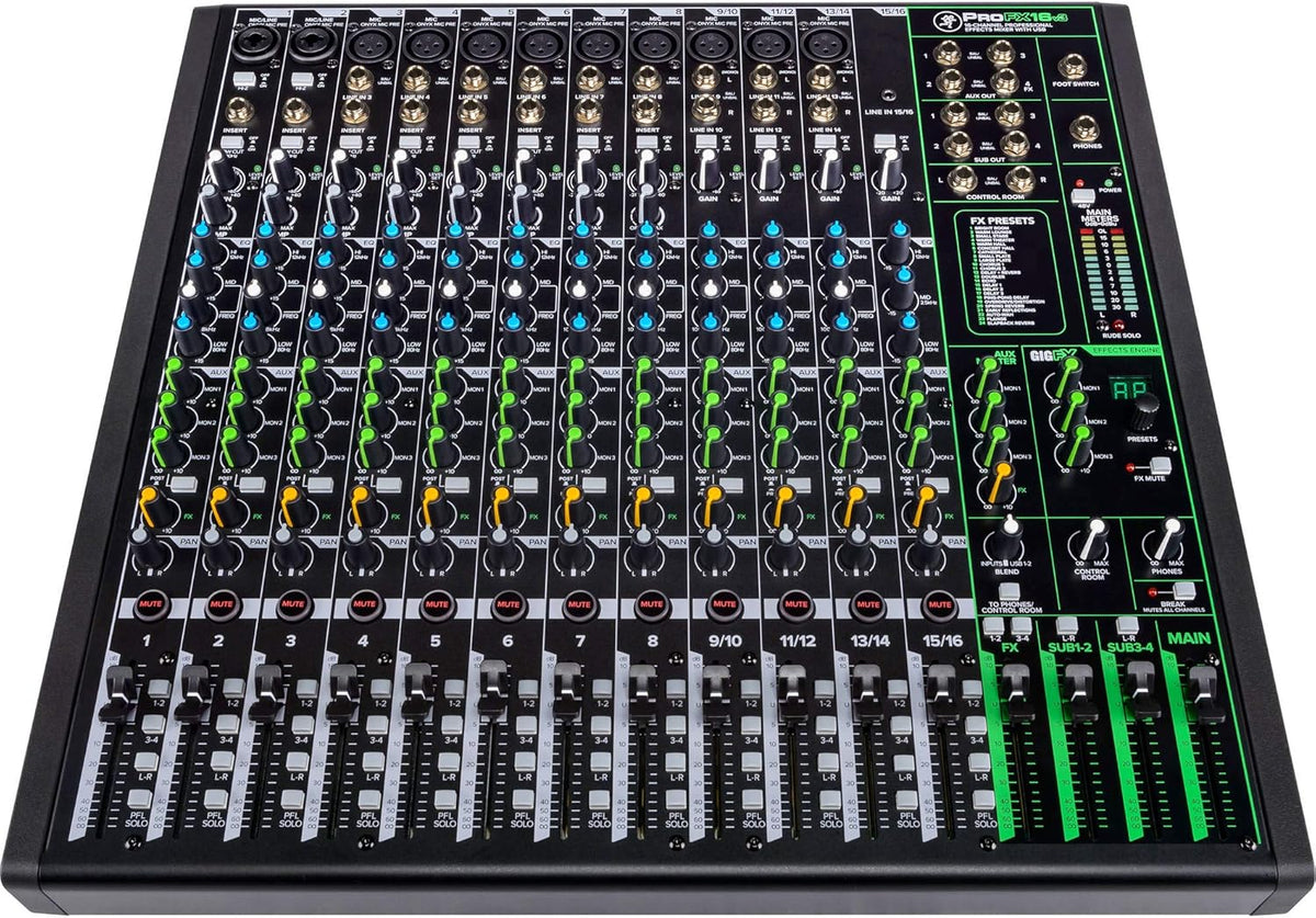 16-Channel Unpowered Mixer with TRS Cable, XLR Cable, Adapter and Microfiber Cloth U57178
