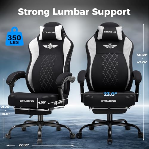 Big and Tall Breathable Fabric Gaming Chair with Footrest X741