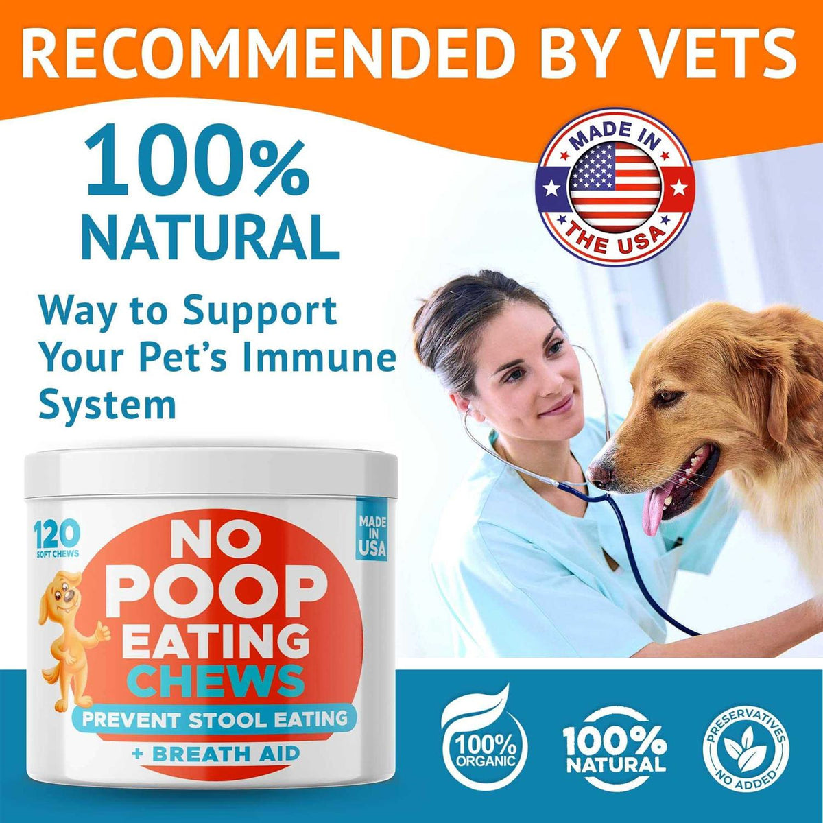 Natural Stool Eating Deterrent & Breath Aid Chew Supplement for Dogs K12983