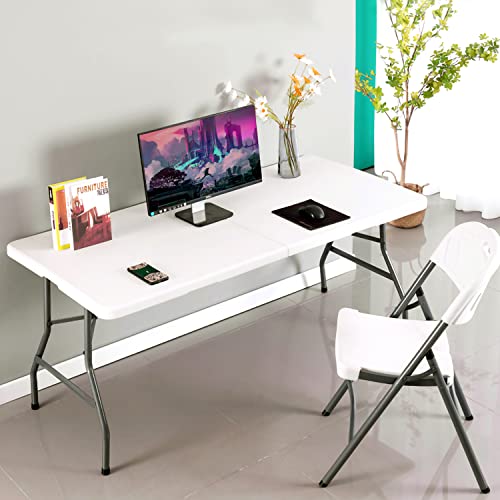 Folding Table 4FT Plastic Height Adjustable White W8366