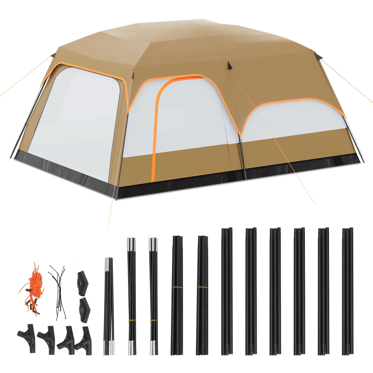 Extra Large 5-8 Person 2 Room 3 Door Waterproof Double Layer Tent W519