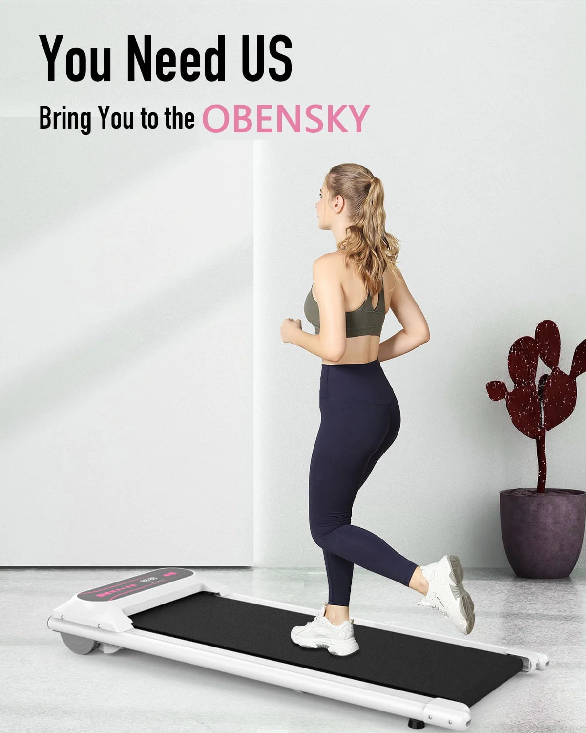 Pink 2.25HP Portable Walking Pad Treadmill Y96993