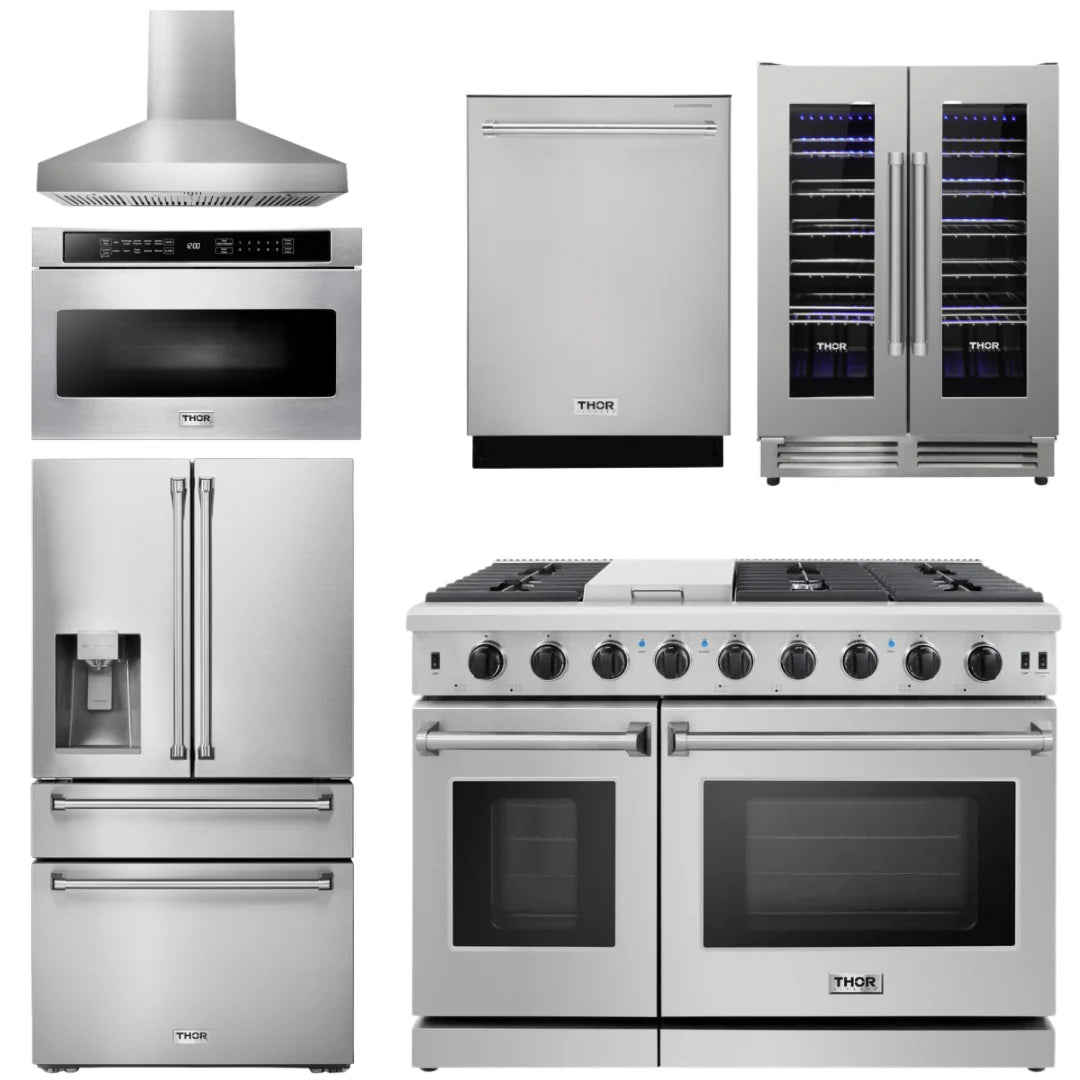 48 Propane Gas Range, Range Hood, Refrigerator, Dishwasher, Wine Cooler, Microwave U2060