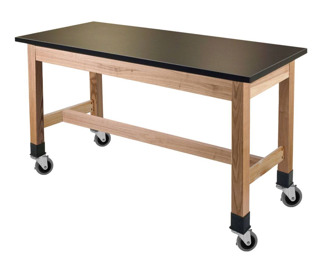 Wood Science Lab Table with Phenolic Top and Casters N456359