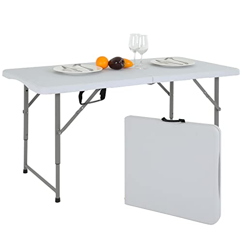 Folding Table 4FT Plastic Height Adjustable White W8366