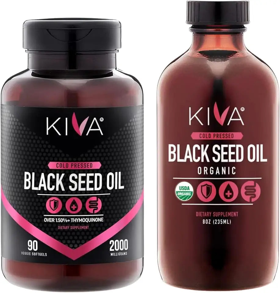 Black Seed Oil 2000mg Softgel Capsules & Cold-Pressed Nigella Sativa Liquid Oil S9048