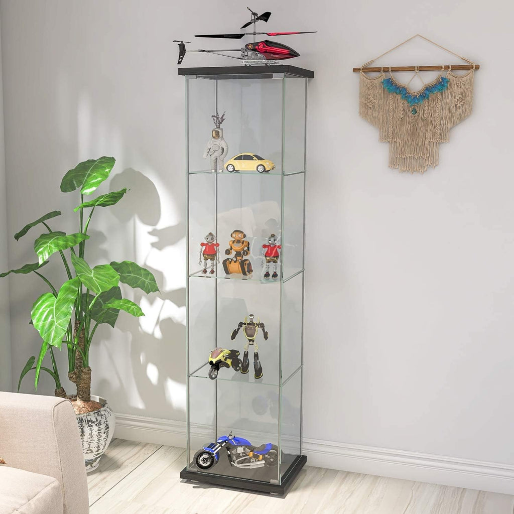 4-Shelf Glass Display Cabinet with Door X6651
