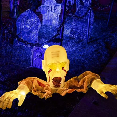 Lighted Skeleton Zombie Stakes Halloween Decor L998188