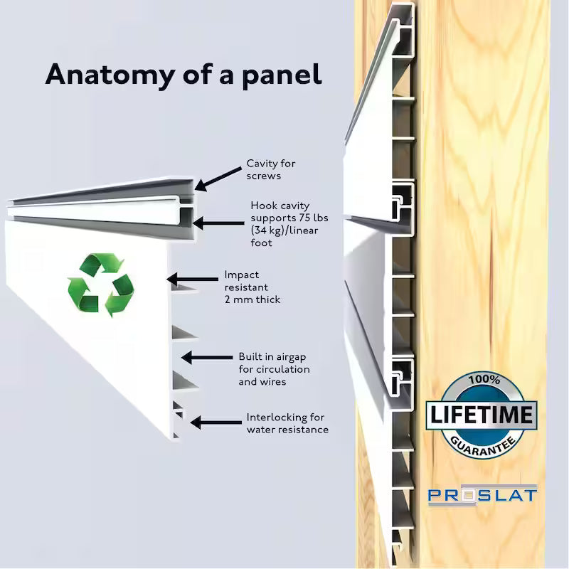 PVC Slat Wall Panel Set Sandstone 4 panel pack D861002