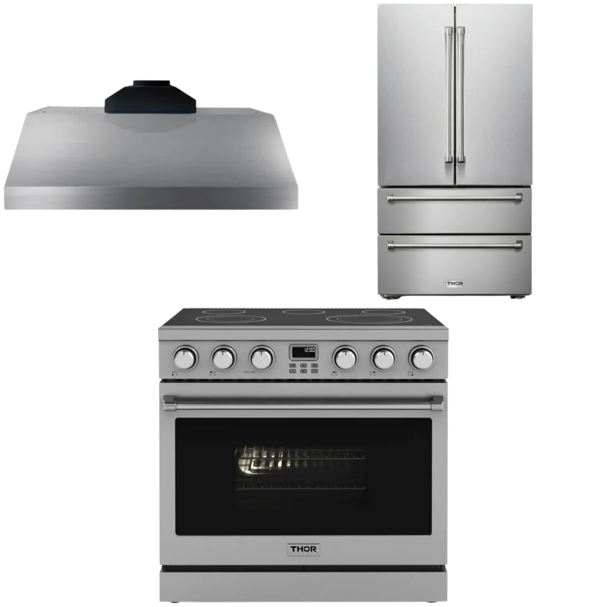 36 Electric Range, Range Hood and Refrigerator N20958