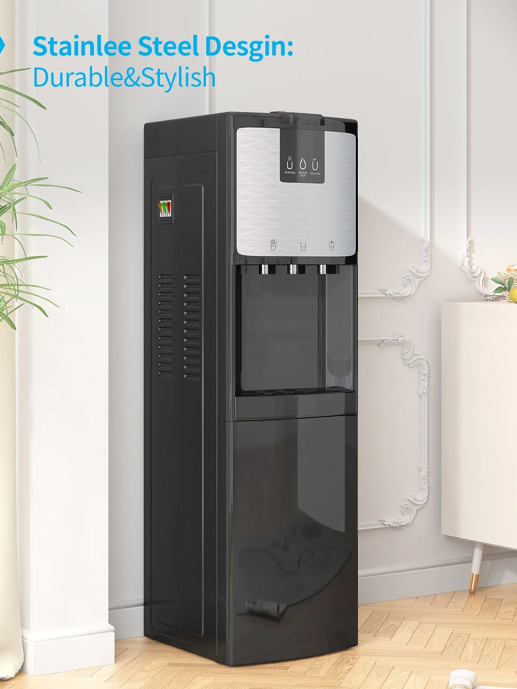 Bottom Loading Water Dispenser, Hot/Cold/Room Temperature, 3 or 5 Gallon, Black A909