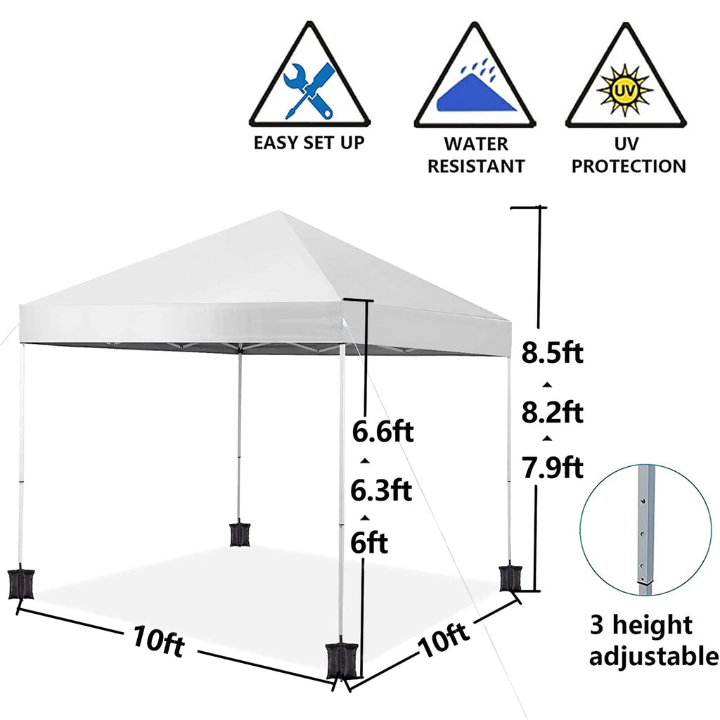 10' x 10' White Pop up Canopy Tent Y5498