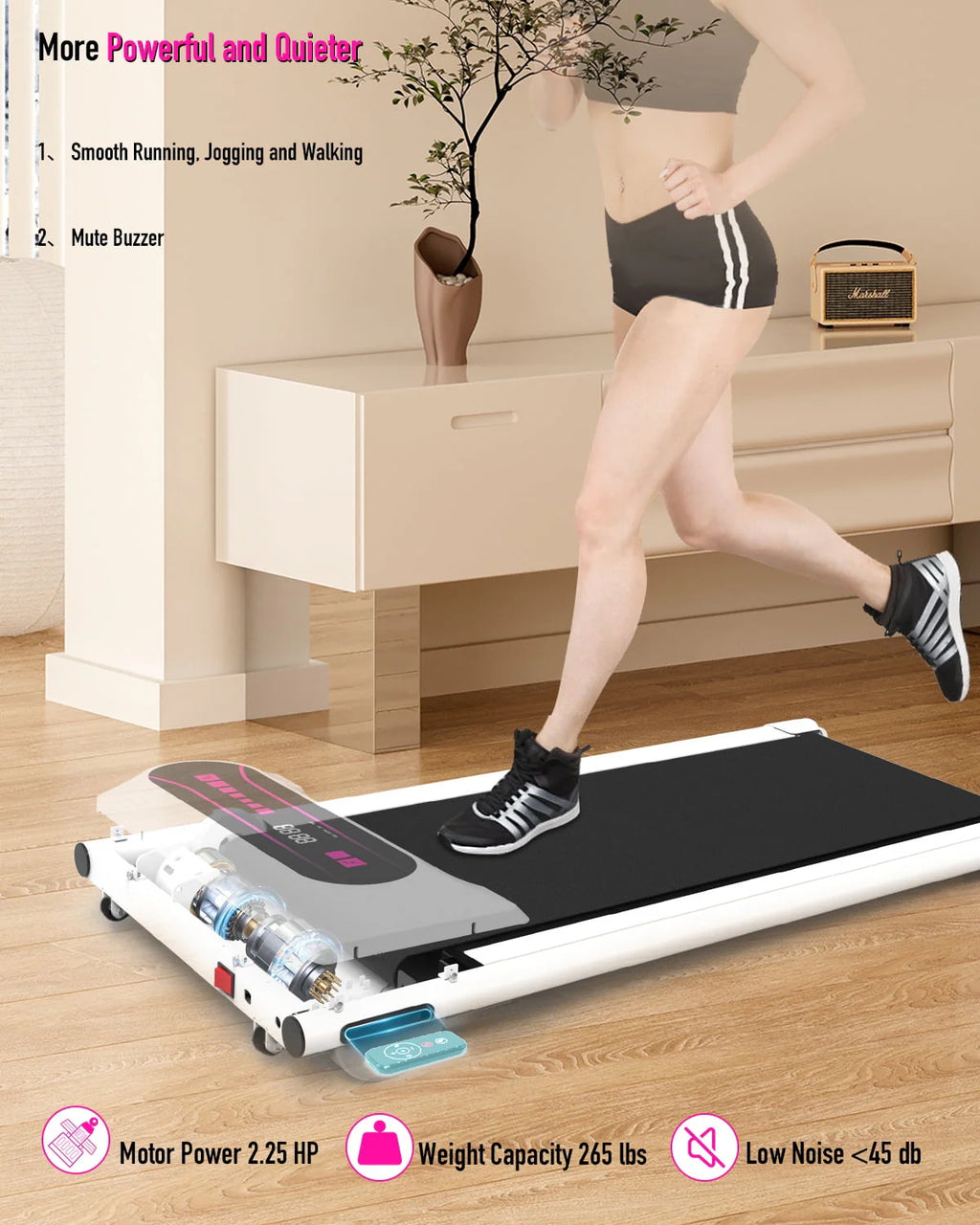 Pink 2.25HP Portable Walking Pad Treadmill Y96993