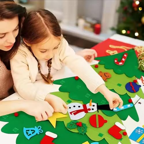 3ft Felt Christmas Tree Set with 32 Ornaments & LED String Light N1759