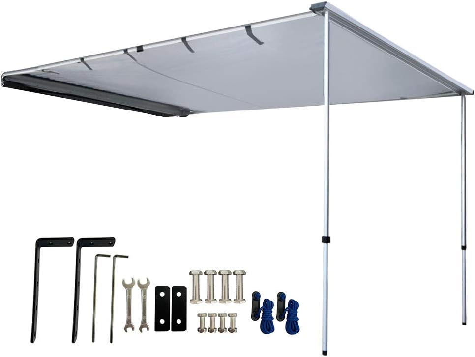 Retractable Waterproof Vehicle Awning Gray 4.9x6.5ft B253868