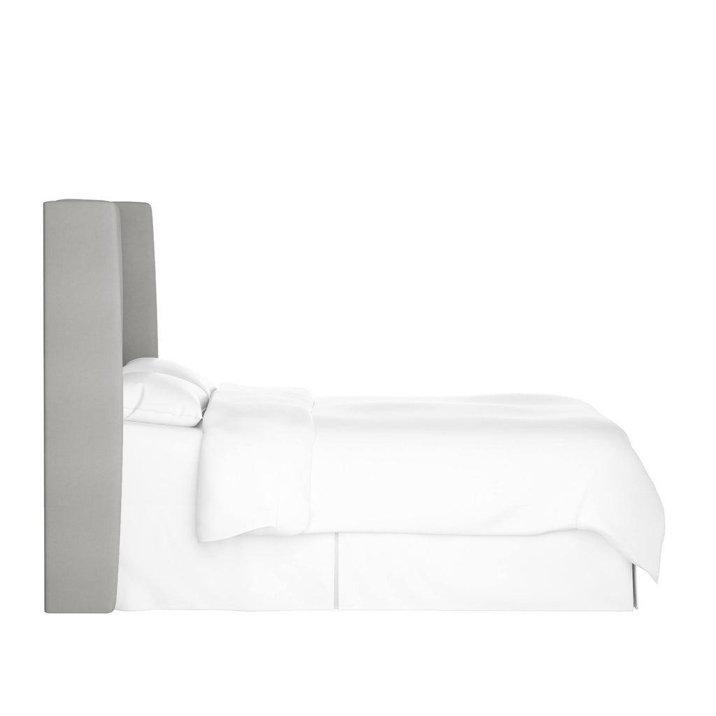 California King Wingback Headboard Medium Gray Velvet V764