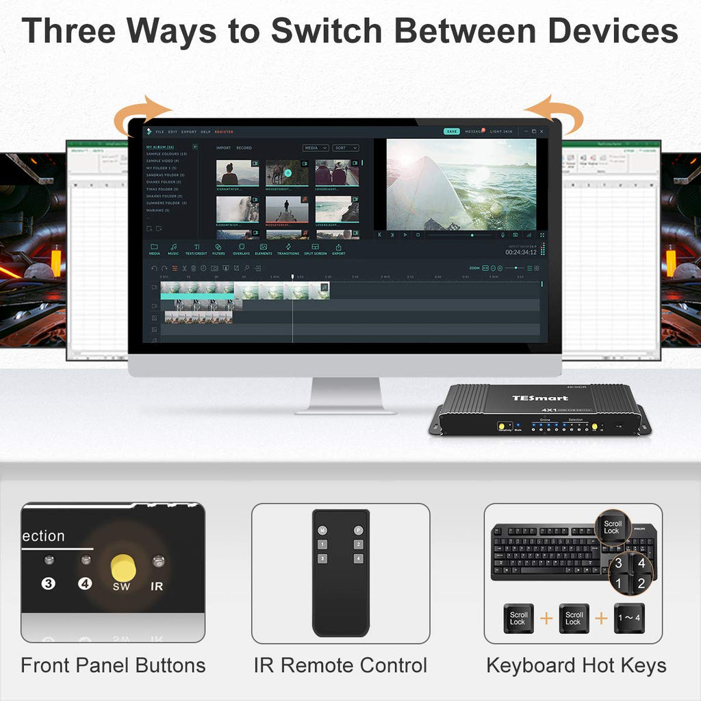 HDMI KVM Switcher 4K 60Hz 4 in 1 Out B907504