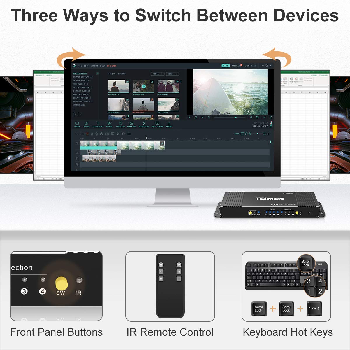 HDMI KVM Switcher 4K 60Hz 4 in 1 Out B907504
