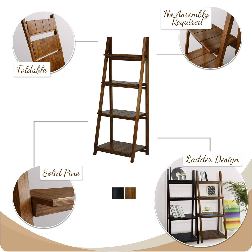 Warm Brown 4 Shelf Folding Bookcase C12255
