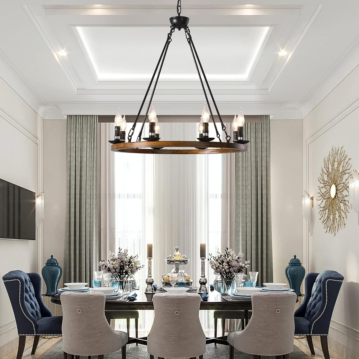 8-Lights Wagon Wheel Chandelier F99791