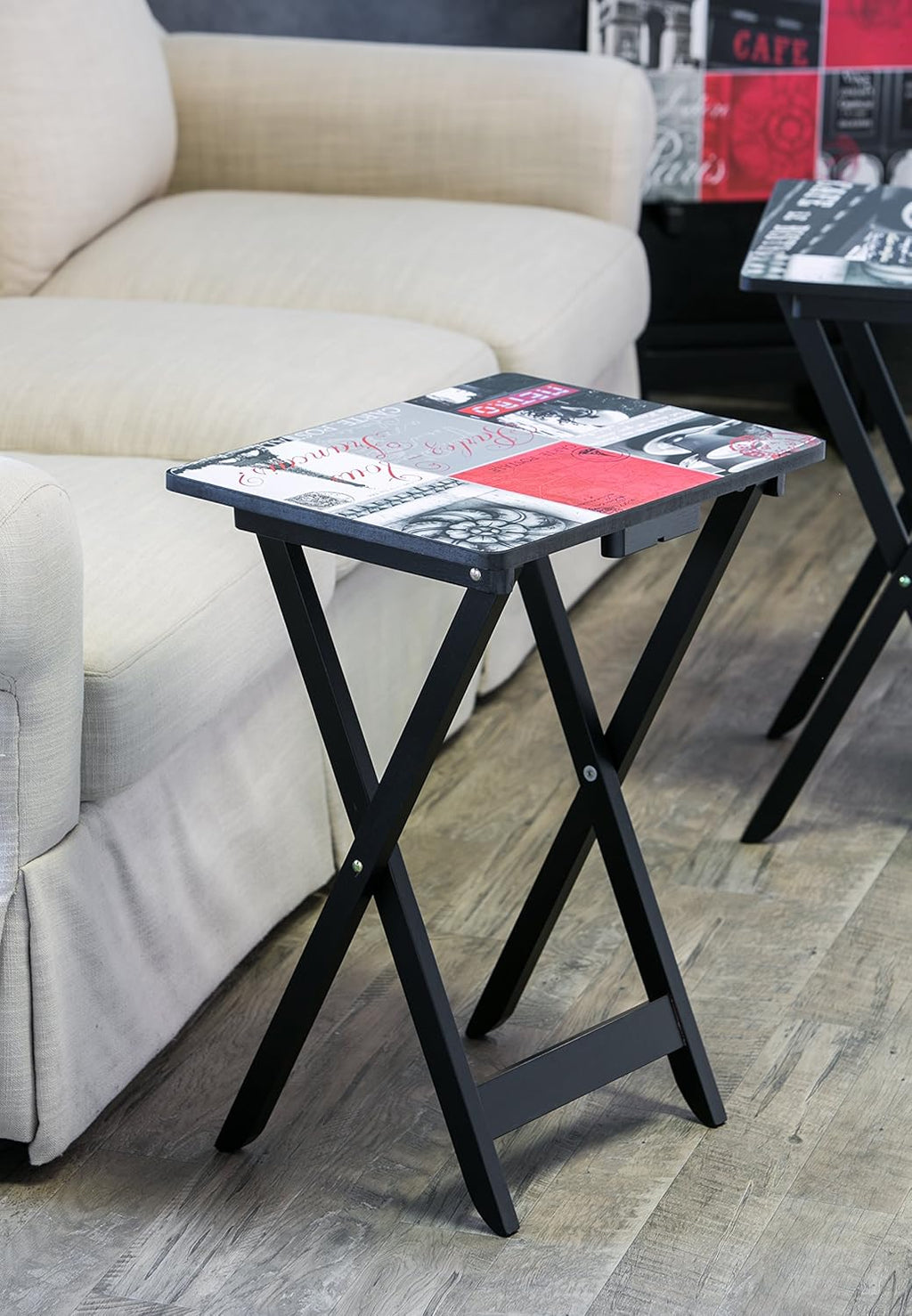Farmhouse TV Trays with Stand, Set of 4 H8841