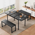 Black Extendable Dining Table Set with 2 Benches N1623