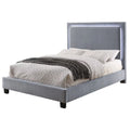 Gray Fabric King Bed with LED Lights O892
