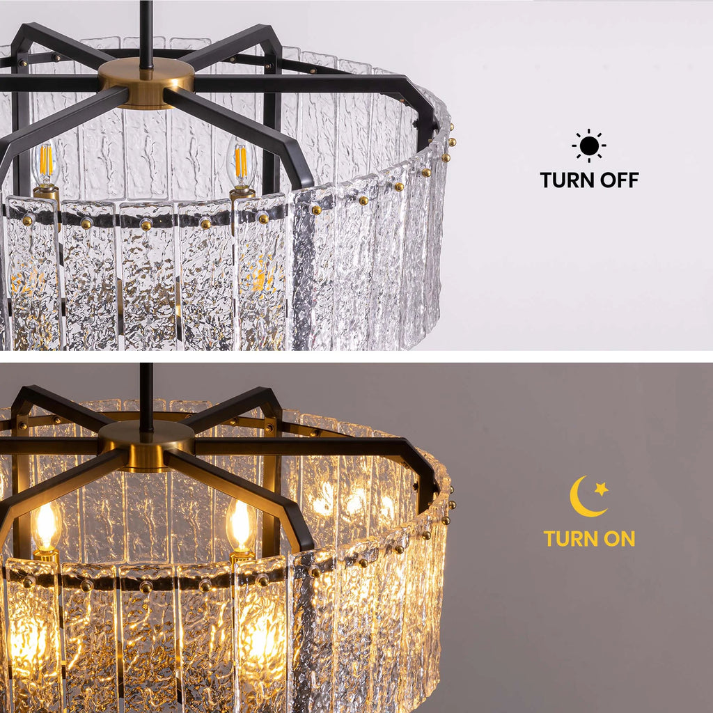 Black 6-Light Water Ripple Glass Chandelier W914