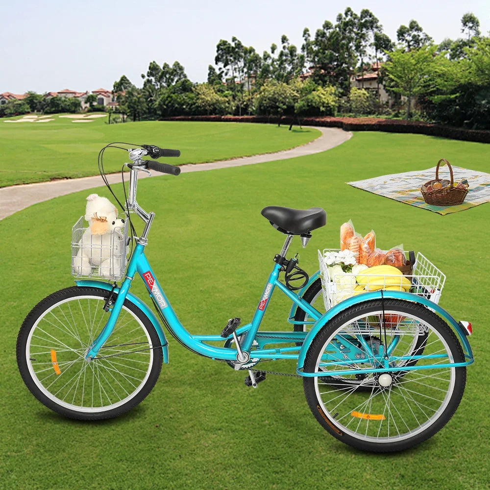 24/26 Inch 7 Speed Adult Trike with Folding Basket Y99642