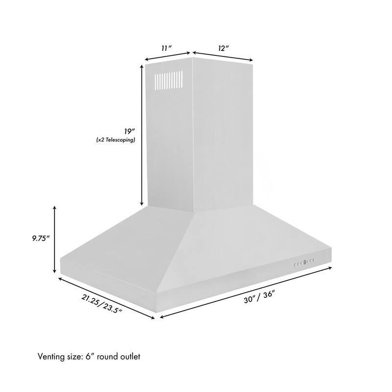 36 in. 400 CFM Convertible Island Mount Range Hood Stainless Steel B21791