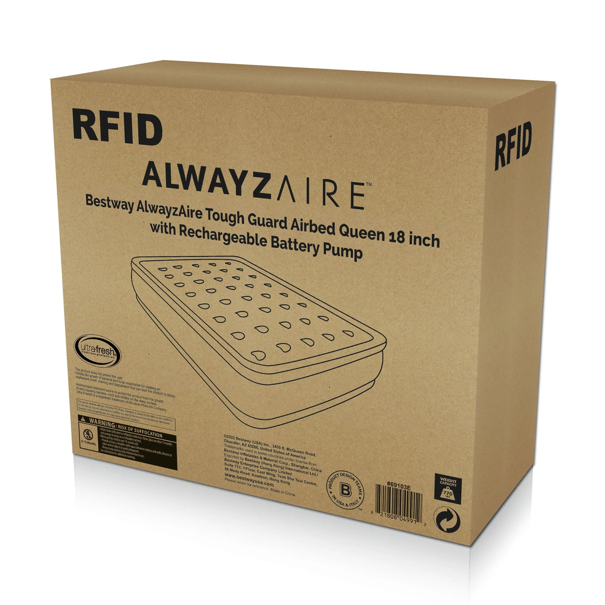 Queen Air Mattress with Rechargeable Pump W314007