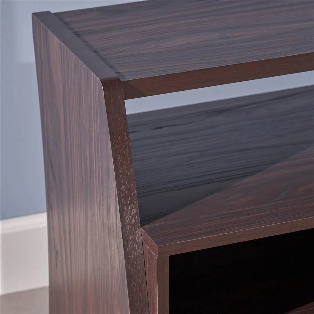 Faux Wood Overlay TV Stand in Dark Walnut E81627