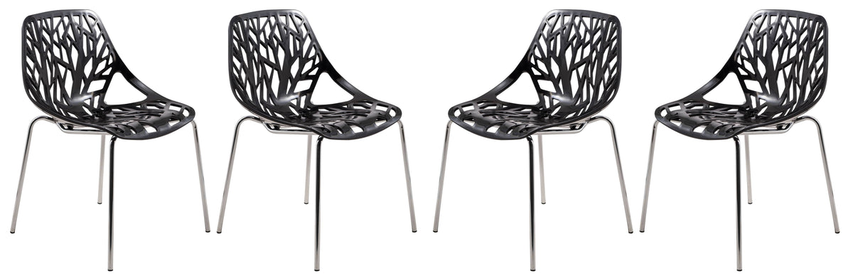 Set of 4 Black Dining Chair with Chromed Legs J457506