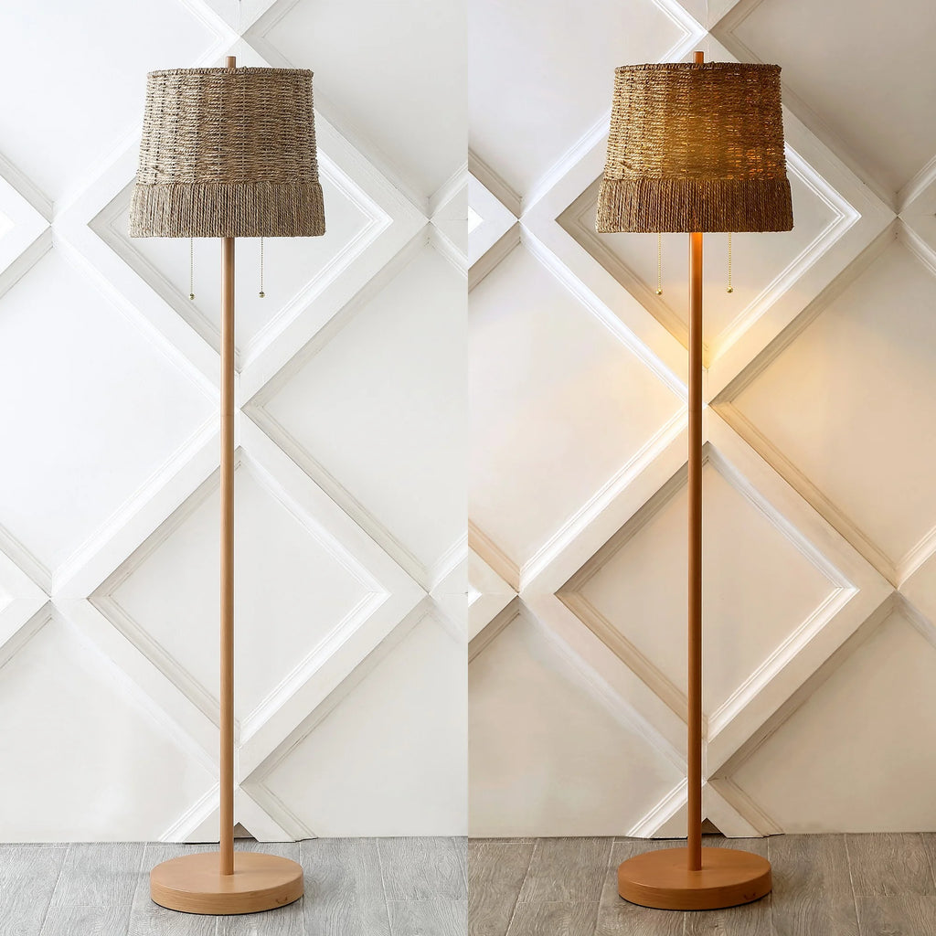 61" 2-Light Rattan LED Floor Lamp A38327