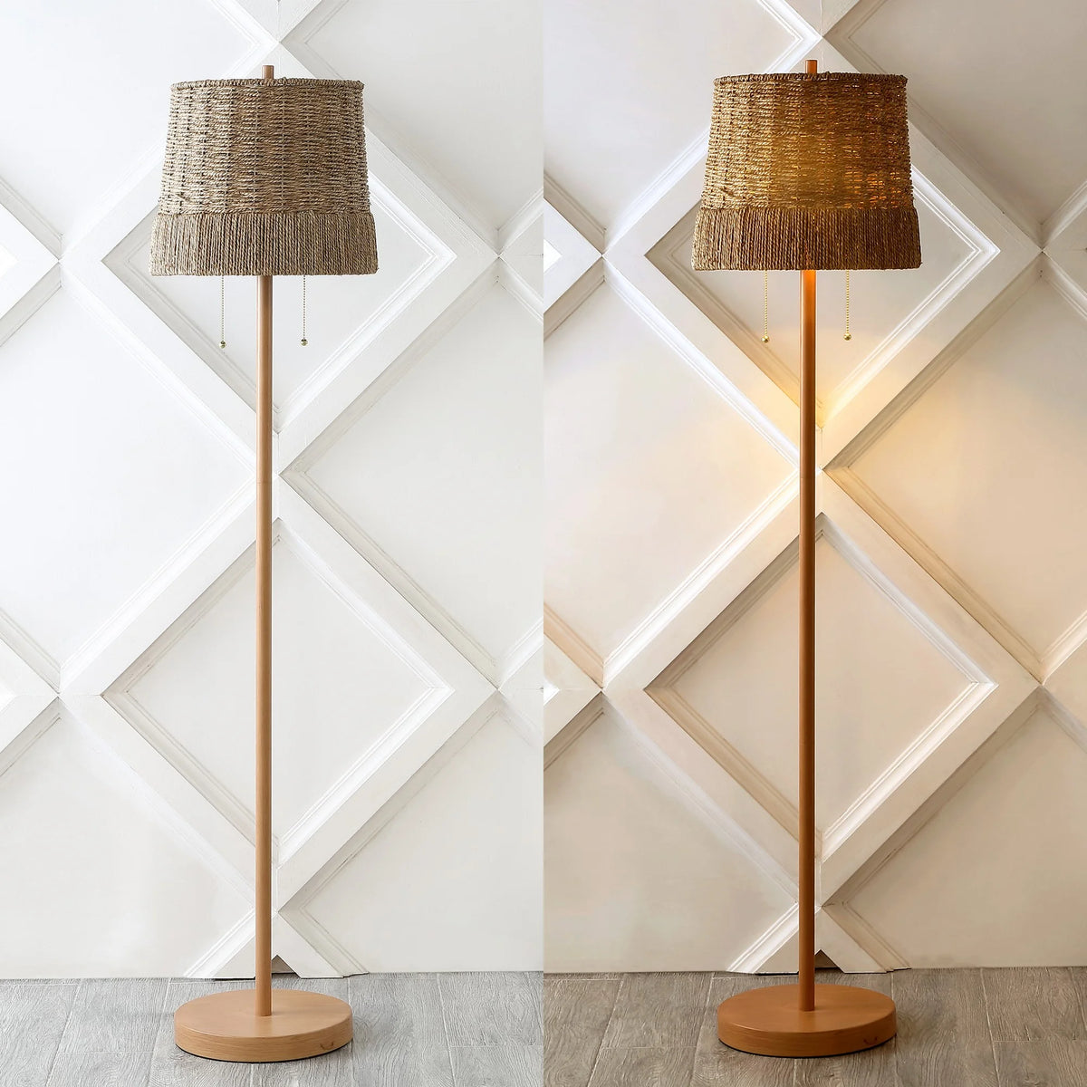 61" 2-Light Rattan LED Floor Lamp A38327