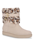 Beige Animal Print Snow Boots U2176