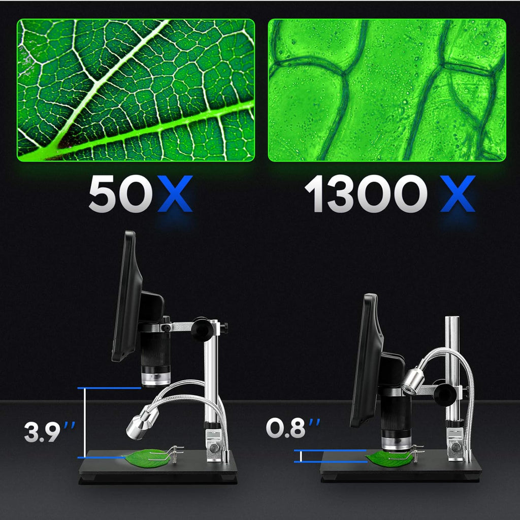 8.5'' Digital Microscope 50X-1300X UHD Video Microscope with 12MP Camera Sensor U31614