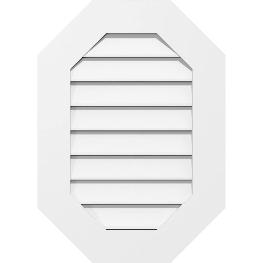 26x22W x 38x22H Vertical Elongated Octagon Surface Mount PVC Gable Vent C636