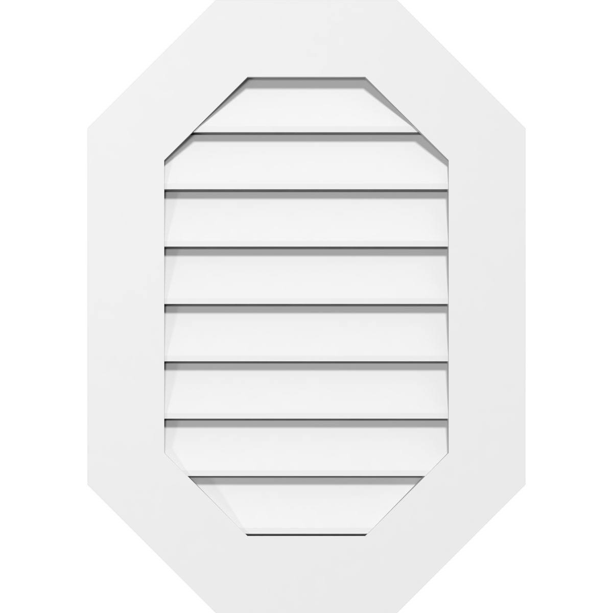 26x22W x 38x22H Vertical Elongated Octagon Surface Mount PVC Gable Vent C636