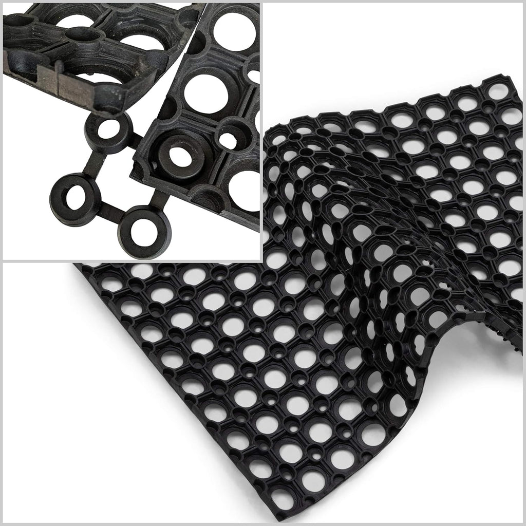 Interlocking Rubber Drainage Floor Mat 24 x 16 inches 12 Mats M803