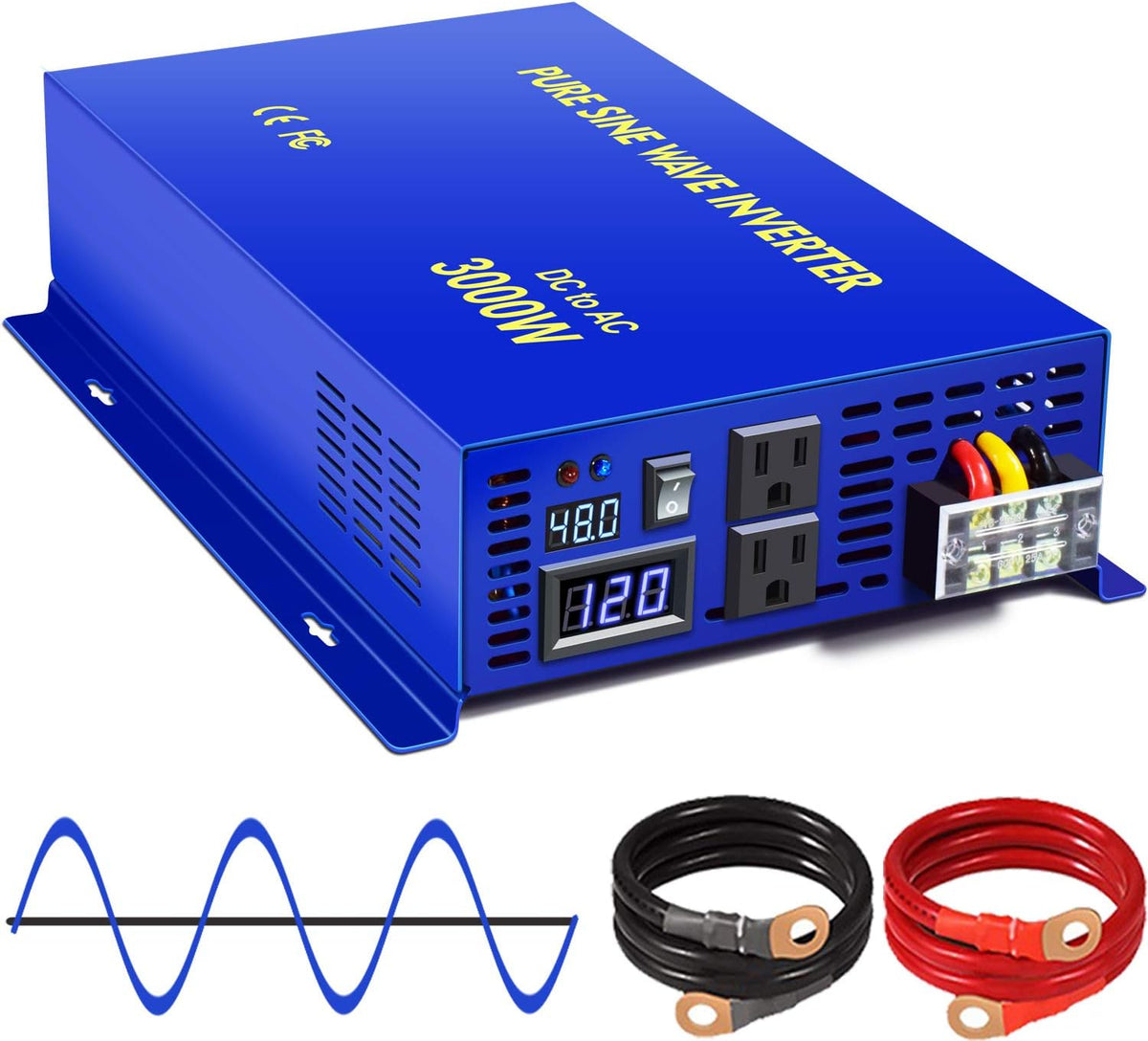 3000W Pure Sine Wave Power Inverter 24V DC to 110V 120V AC U46605