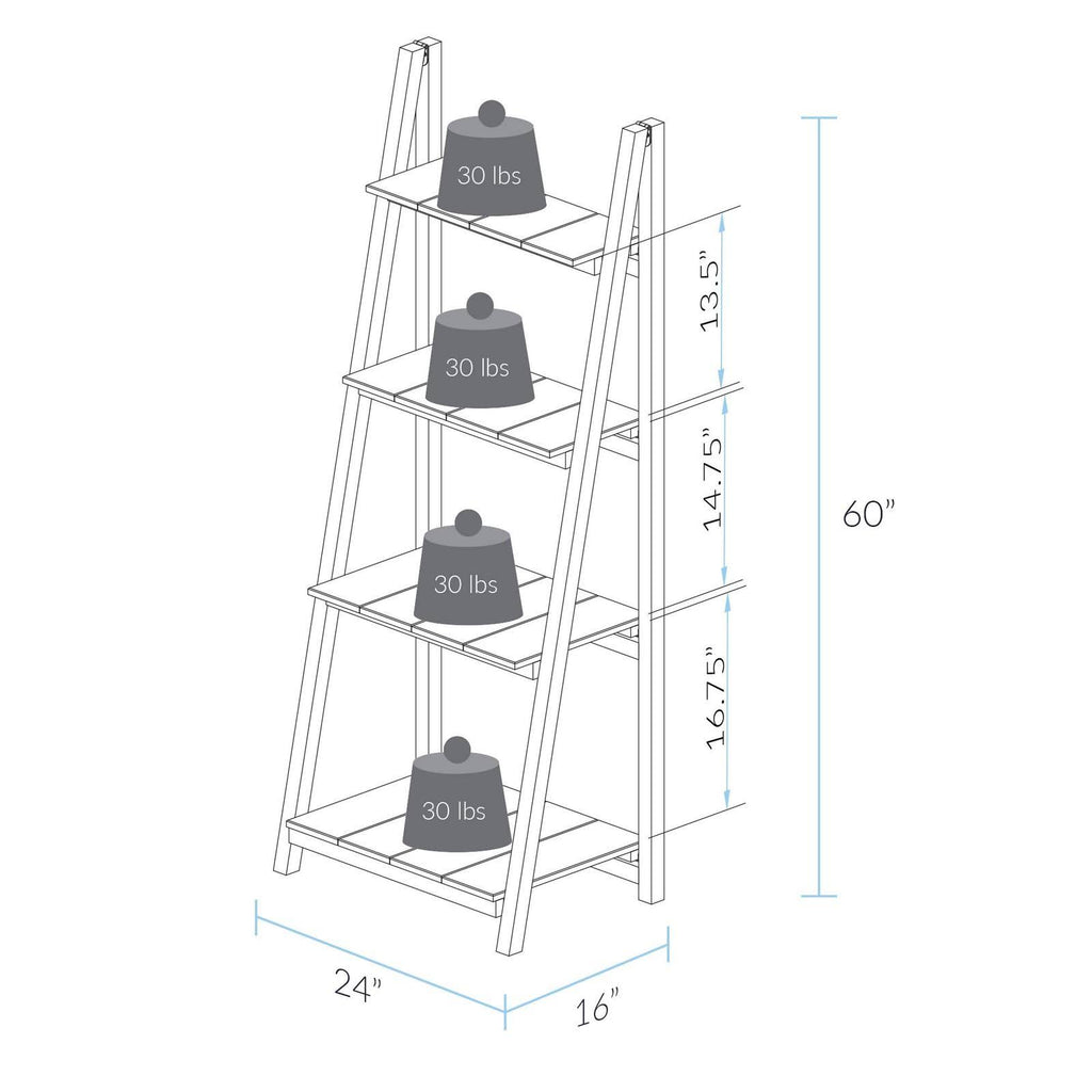 Warm Brown 4 Shelf Folding Bookcase C12255