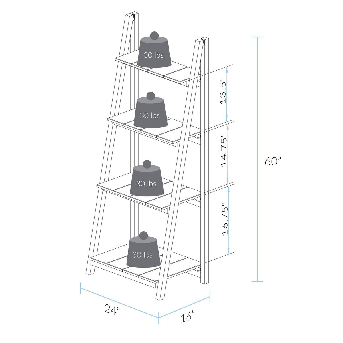 Warm Brown 4 Shelf Folding Bookcase C12255