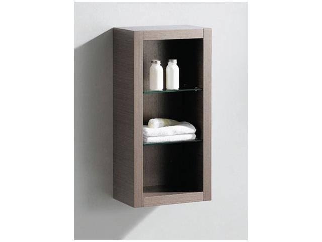 Gray Oak Bathroom Linen Side Cabinet with 2 Glass Shelves X891