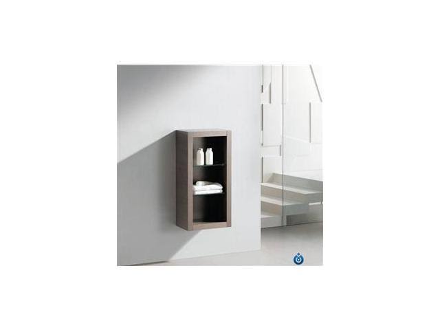Gray Oak Bathroom Linen Side Cabinet with 2 Glass Shelves X891