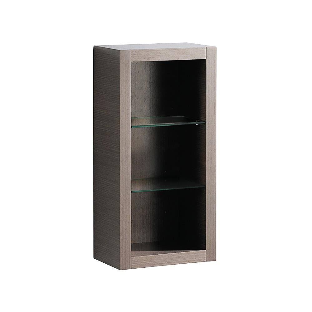 Gray Oak Bathroom Linen Side Cabinet with 2 Glass Shelves X891