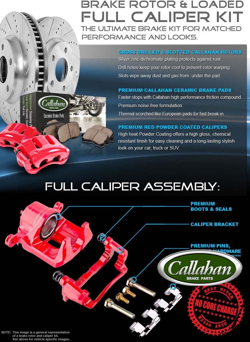 Powder Coated Red Calipers Zinc Plated Rotors Ceramic Pads Q3190