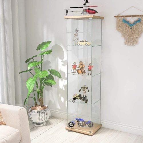 4-Shelf Glass Display Cabinet with Door X6651