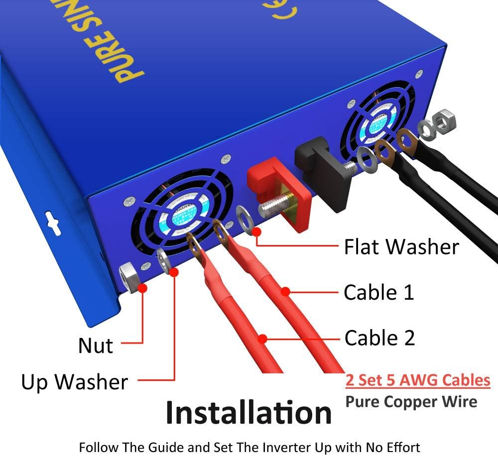 3000W Pure Sine Wave Power Inverter 24V DC to 110V 120V AC U46605