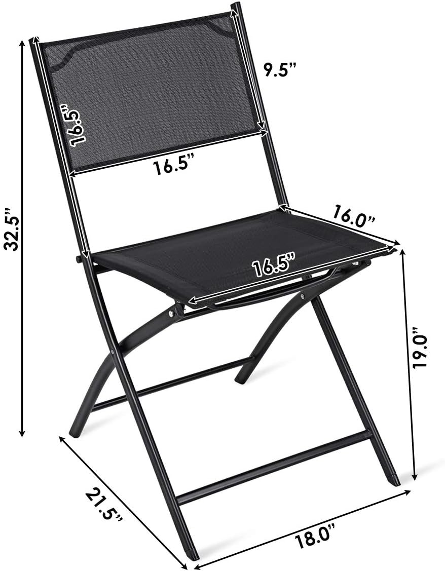 4 Pcs Black Folding Patio Chairs R9187